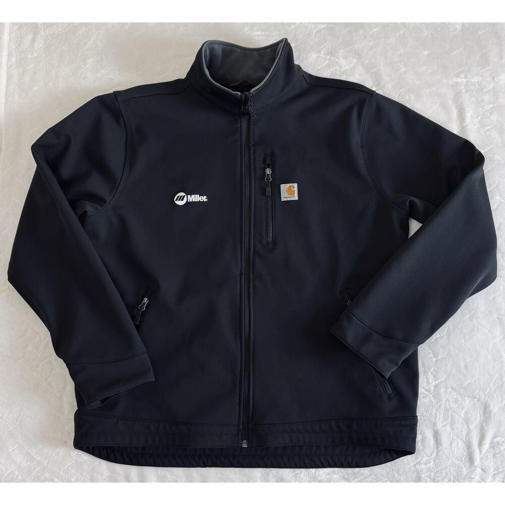 Carhartt Jacket Men Sz XL Crowley Black Zip Jacket Rain Defender 102199-001 Logo